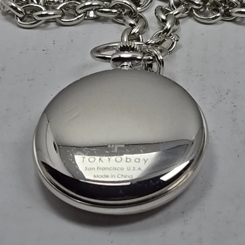 TOKYObay Pocket Watch Silver Tone New Battery Jeans Pants Suit Chain Necklace
